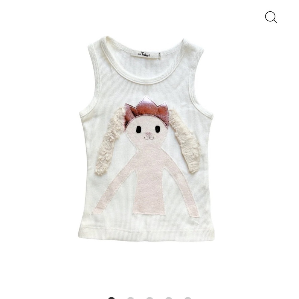 Adorable White Tank Top with Bunny Design by boutique designer Oh baby!